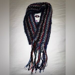 Hand-Knit Artisan Fringe Scarf • Multicolor Wool Blend • Cozy Statement Piece